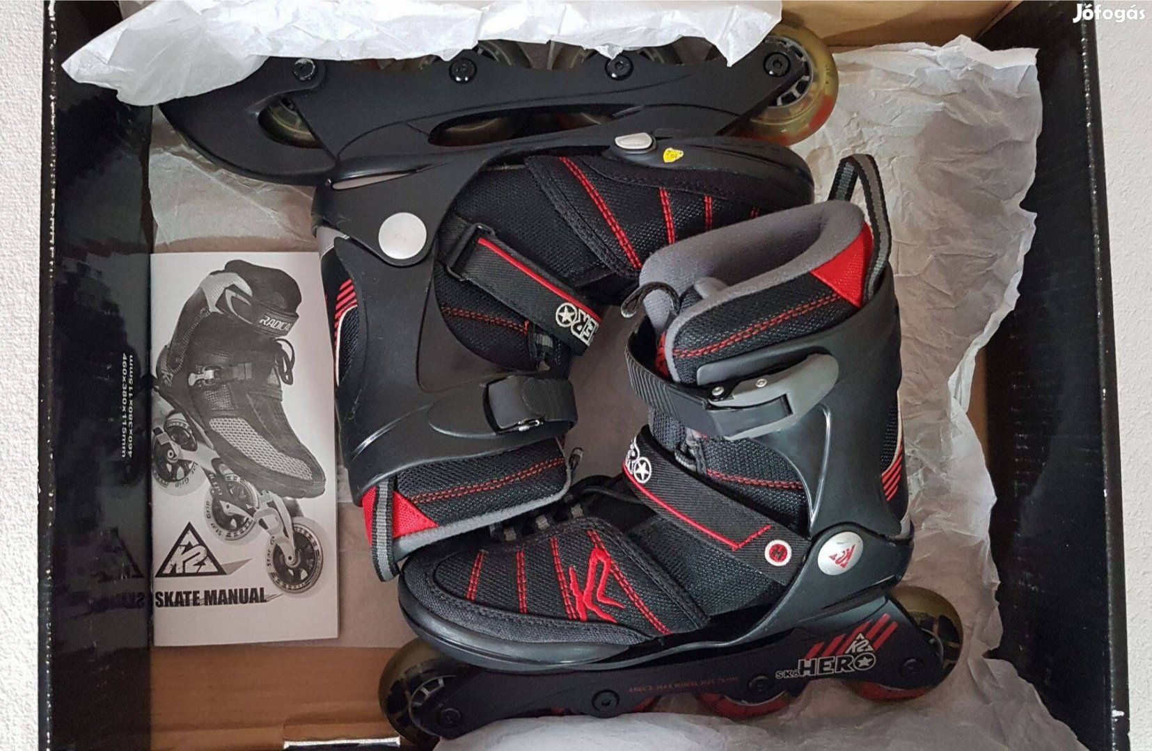 K2 Hero Gyerek Görkorcsolya, 32-37ig állítható, originál dobozában!