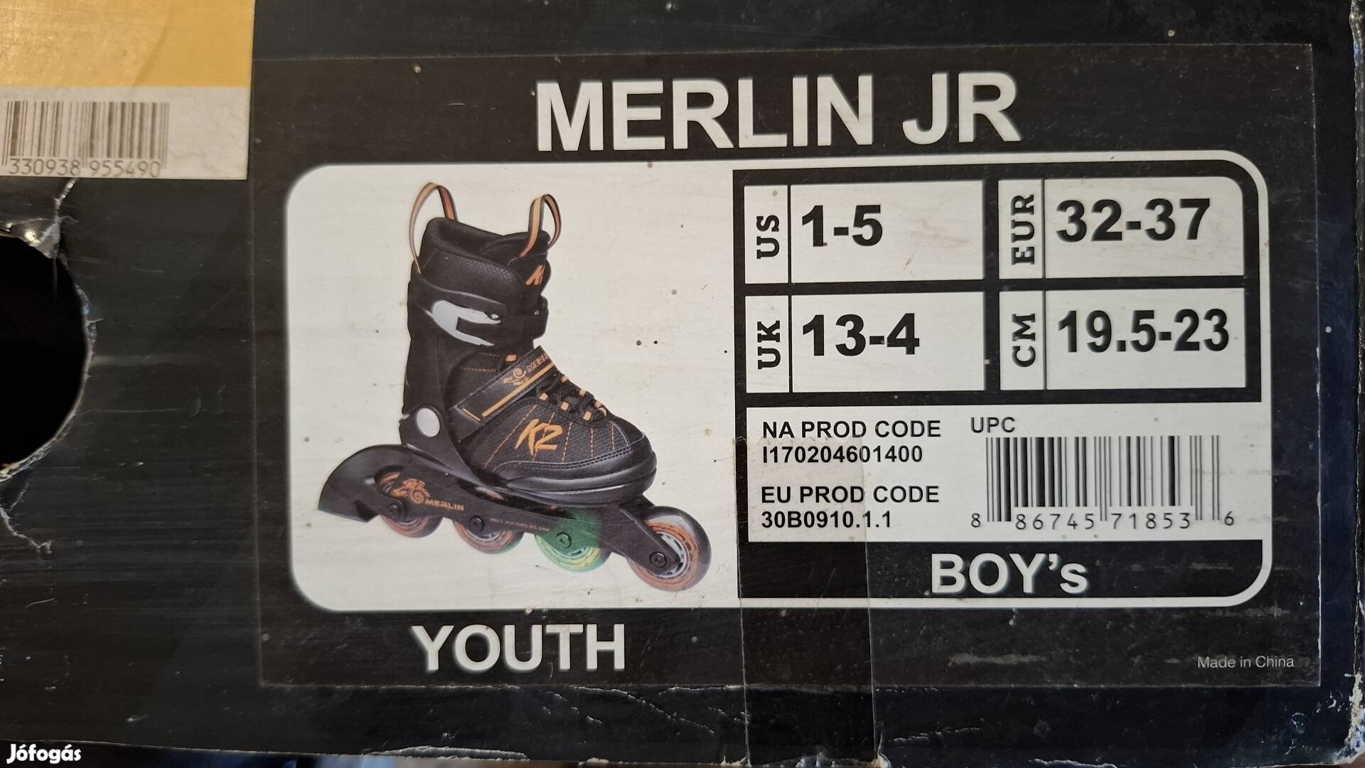 K2 Merlin JR Boys görkorcsolya (32-37, M)