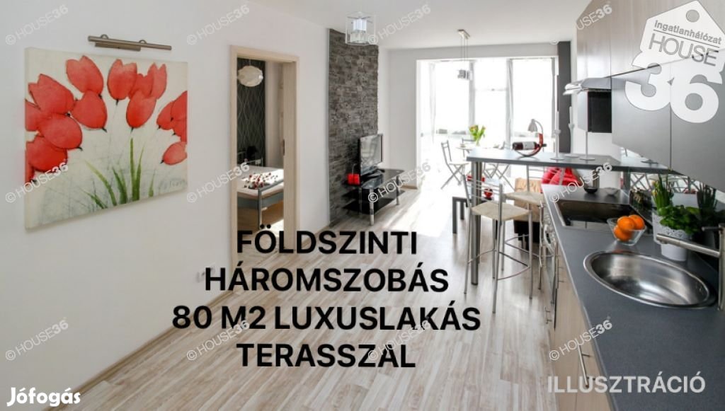 KECSKEMÉT SZÍVÉBEN VADONAÚJ, FÖLDSZINTI, 3 SZOBÁS LUXUSLAKÁS ELADÓ