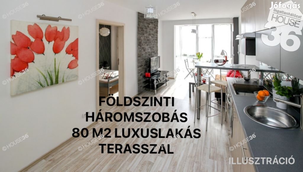 KECSKEMÉT SZÍVÉBEN VADONAÚJ, FÖLDSZINTI, 3 SZOBÁS LUXUSLAKÁS ELADÓ