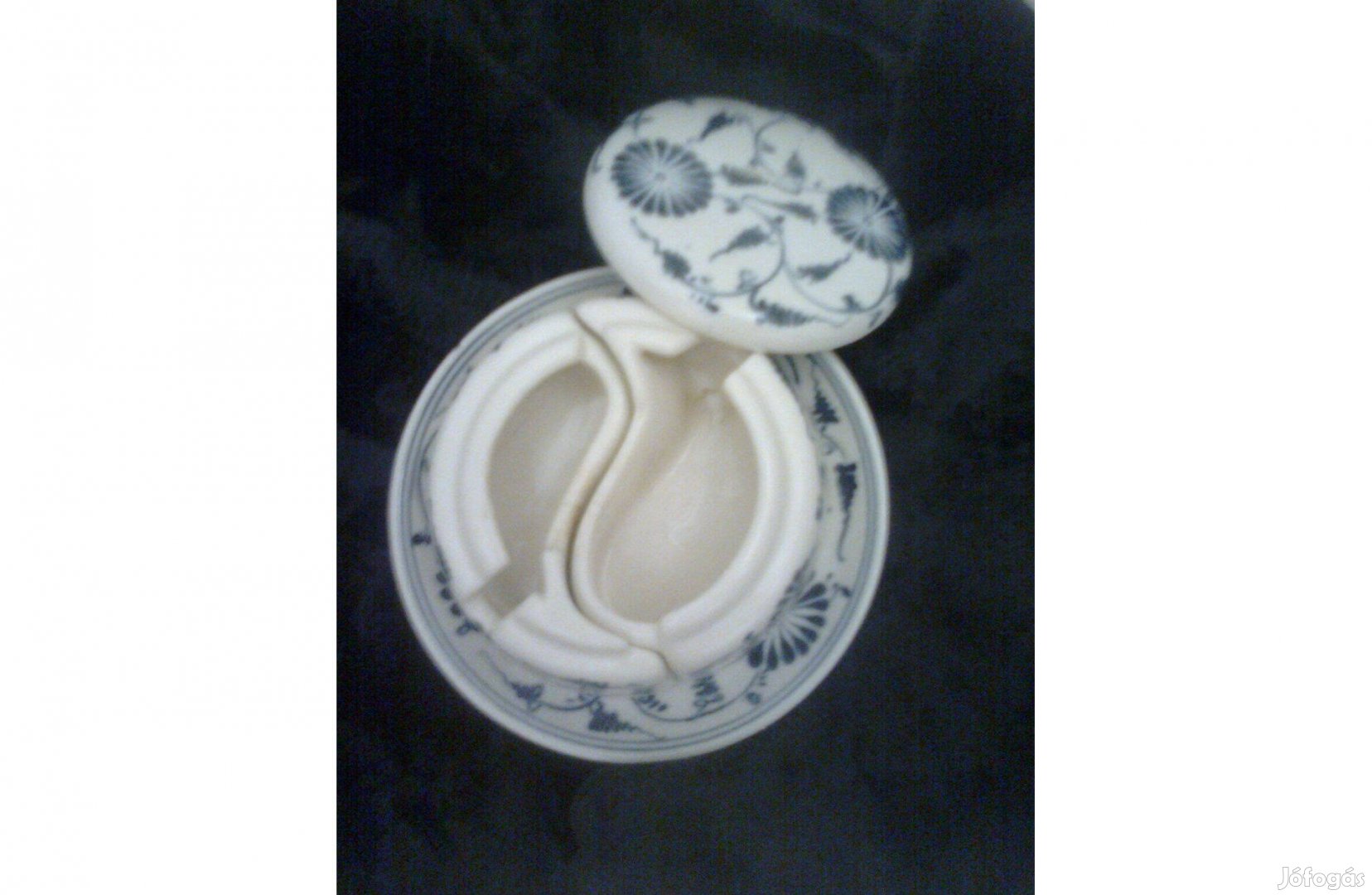 KÉK mintás Porcelán 4részes szelence ékszertartó