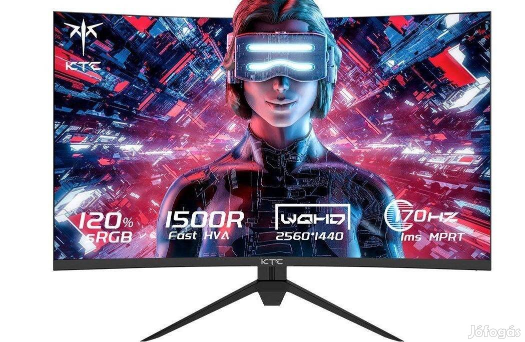 KTC 2560x1440, 165 Hz, 27" hajlított gamer monitor