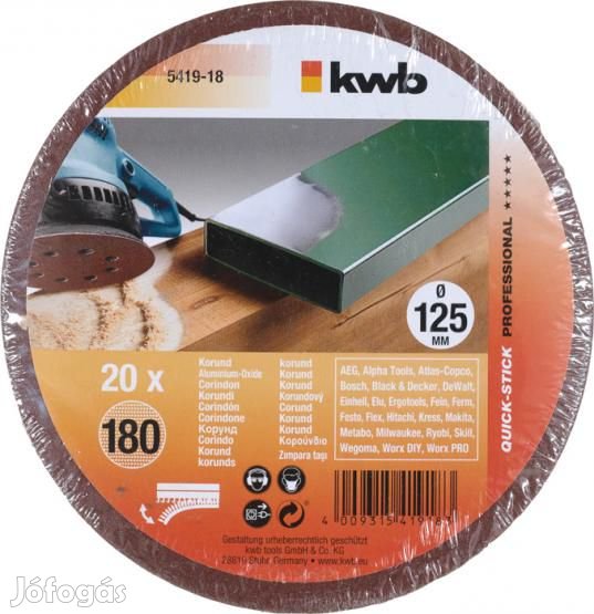 KWB PROFI QUICK-STICK tépőzáras alu.oxid csiszolópapír fémre, fára exc