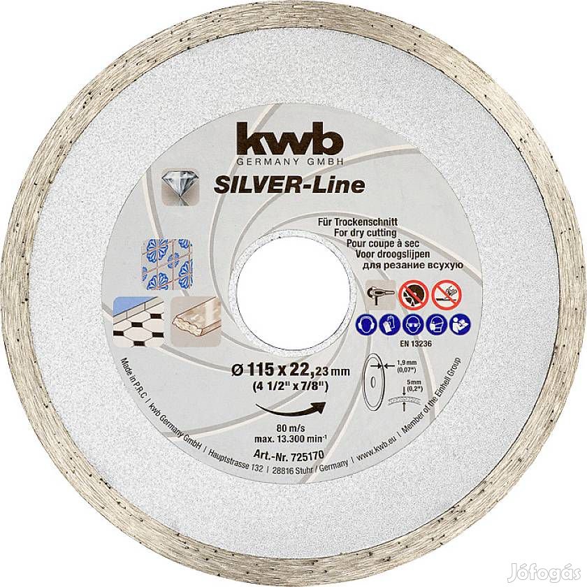 KWB PROFI SILVER-LINE CUT-FIX DIAMANT CUTING DISC folyamatos gyémánt