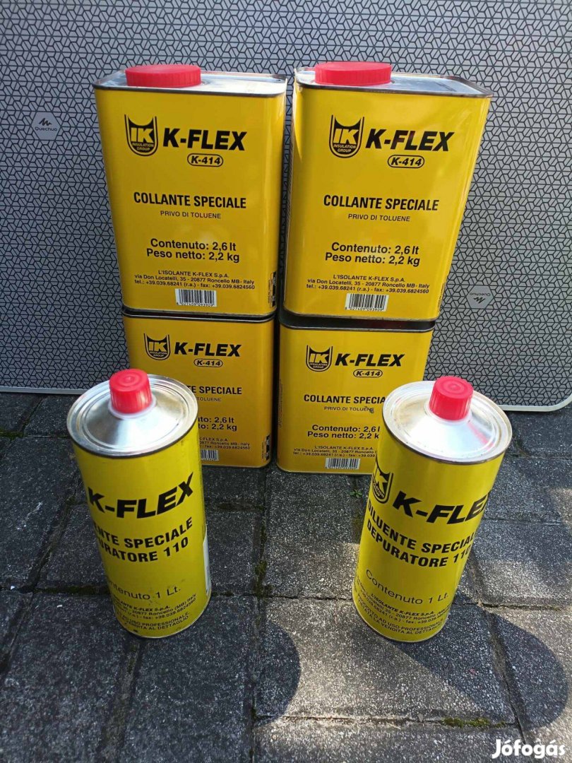 K-Flex ragasztó 2,6l 4 db és K-Flex higító 1l 2 db