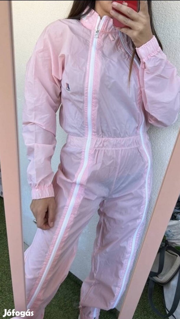 K-WAY Made in France Nylon Zip Pink Sport Ski Suit Unisex Ovéral 