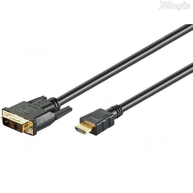 Kábel : DVI (apa) / HDMI 1.4 -es Aranyozott 2m