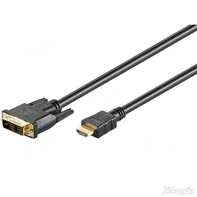 Kábel : DVI (apa) / HDMI 1.4 -es Aranyozott 2m