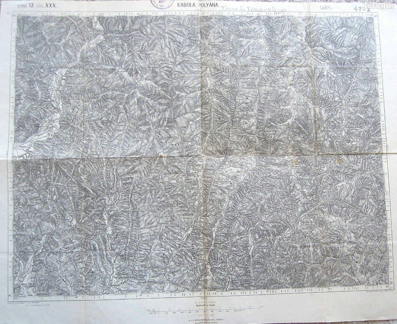 Kabola Polynana Gyertyánliget régi térkép 1877