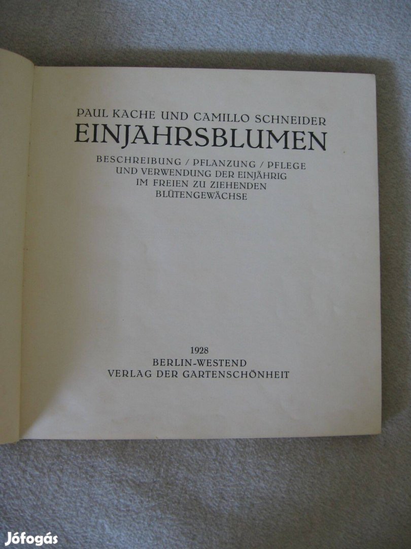 Kache-Schneider: Einsjahrblumen (Egynyári virágok), könyv
