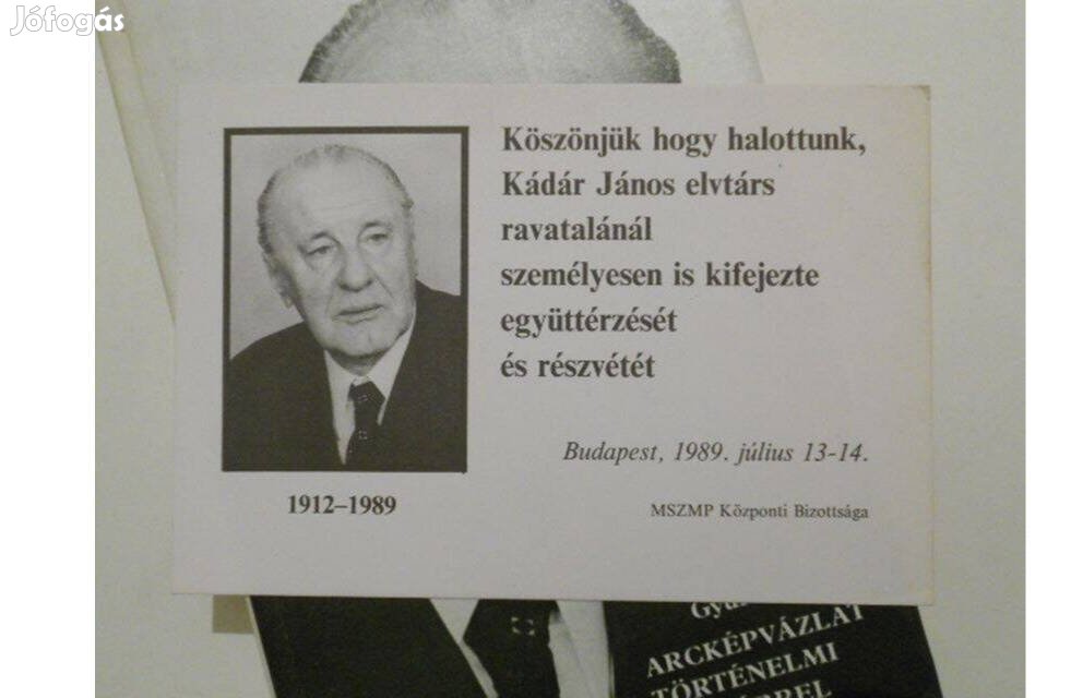 Kádár János ravatali emléklap és Gyurkó László - Arcképvázlat könyv