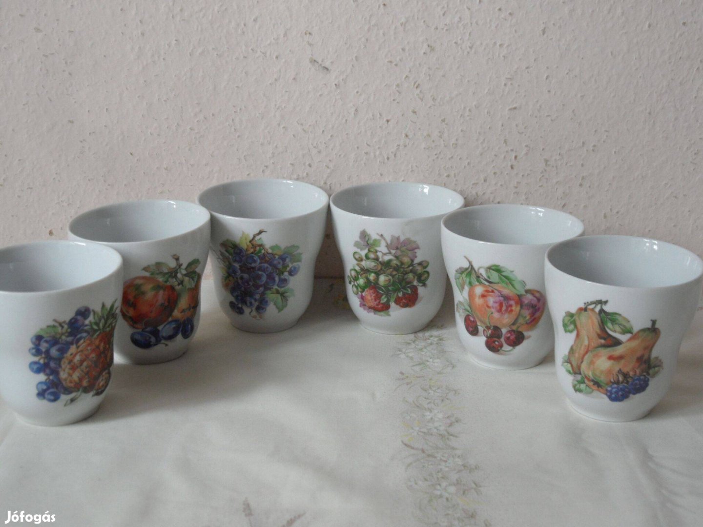 Kahla kétoldali gyümölcs mintás porcelán pohár ( 6 db. )