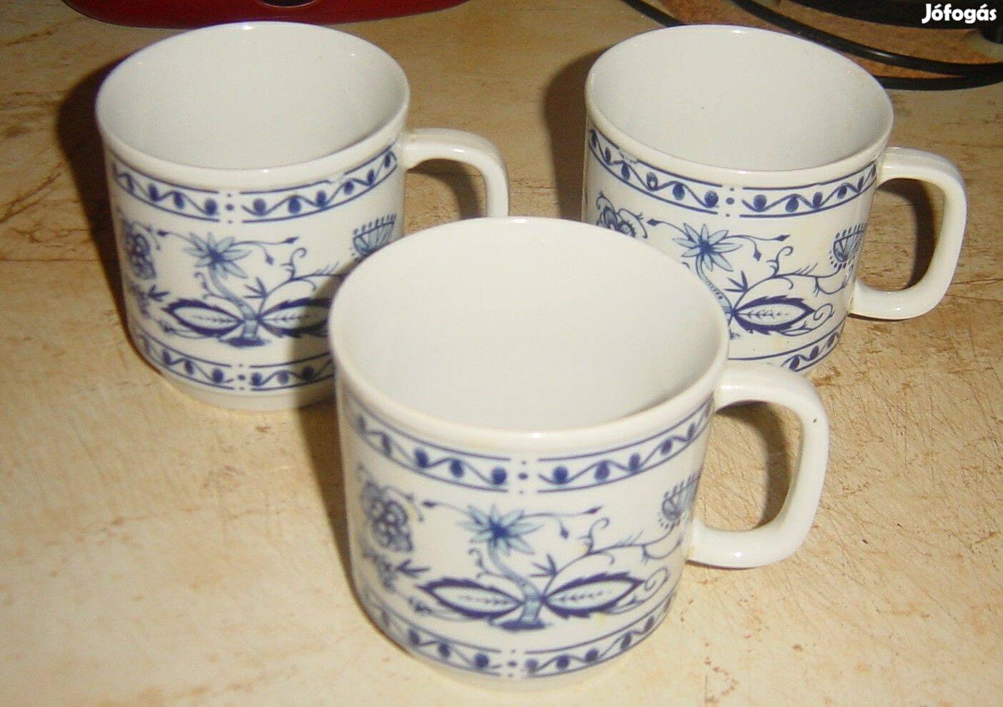 Kahla német Meissen-i jellegű porcelán bögre (3 db ) -DDR