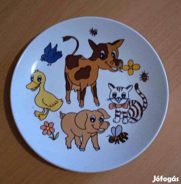 Kahla porcelán gyermek tányér sok állatfigurával