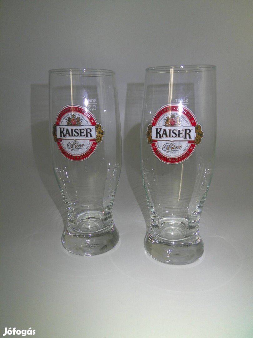 Kaiser üveg sörös pohár 2 db. 3 dl.-es