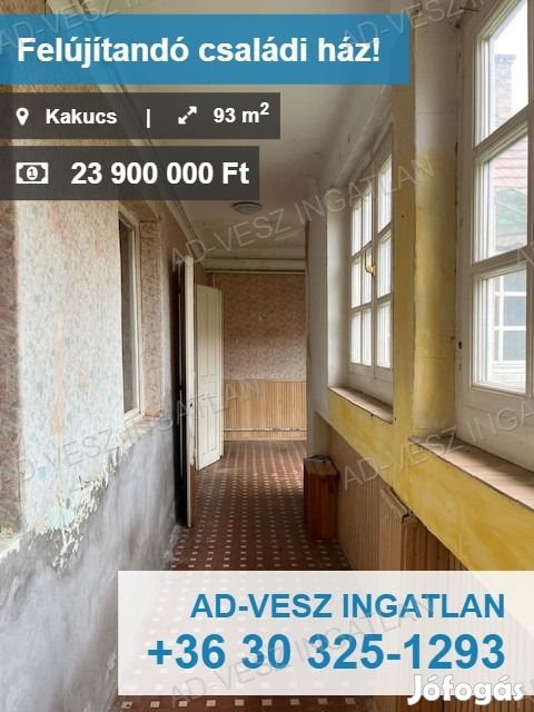 Kakucs központjában felújítandó családi ház!