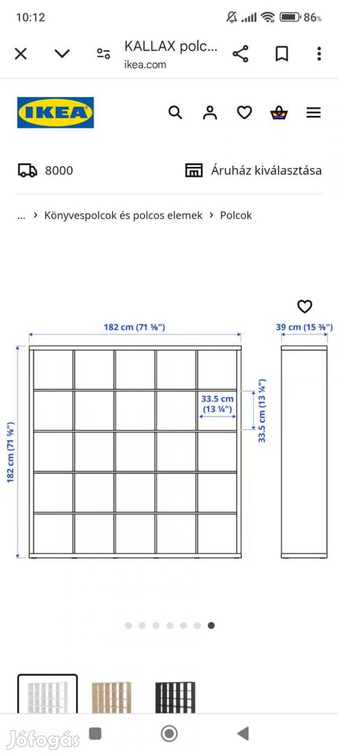 Kallax 5*5 fehér polc