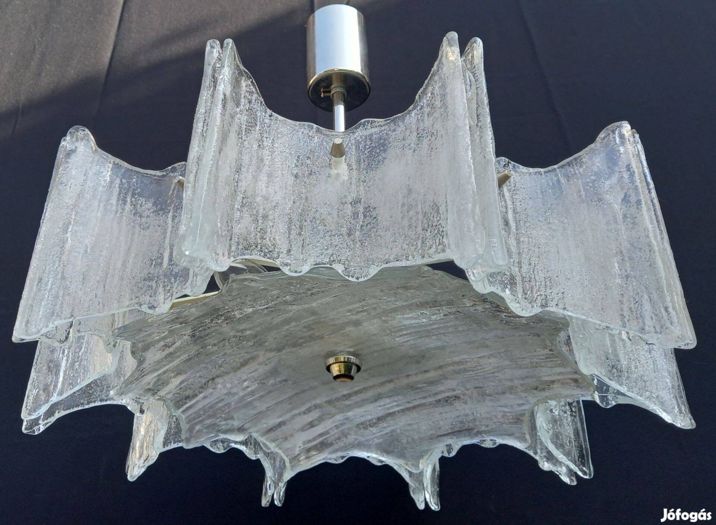 Kalmar Jégüveg csillár falilámpa szett 1960