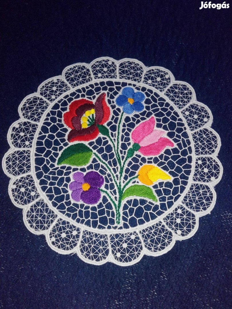 Kalocsai kézzel hímzett riseliő terítő Új! 20x20 cm