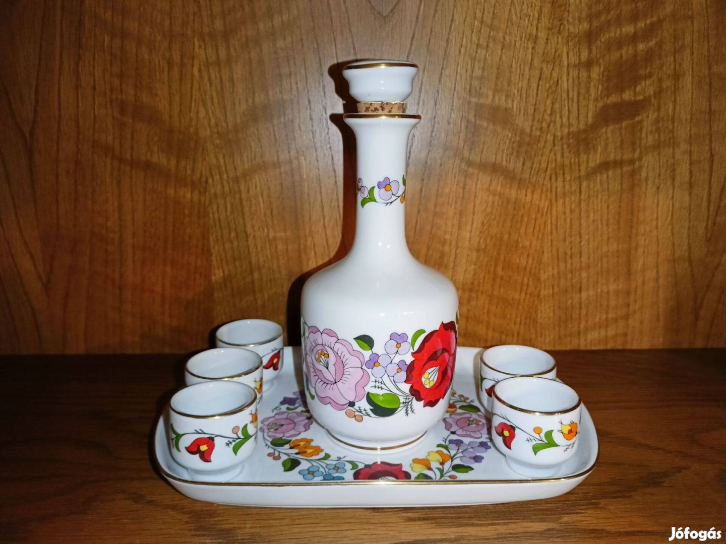 Kalocsai pálinkás porcelán készlet