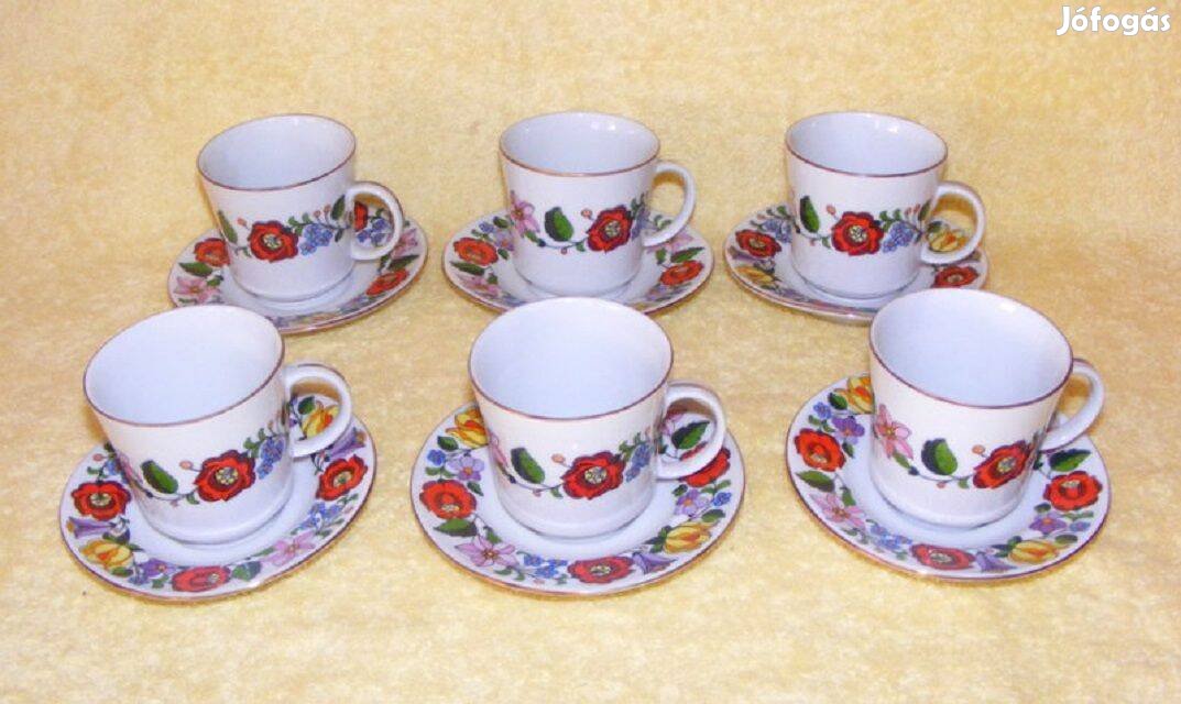 Kalocsai porcelán kávés készlet