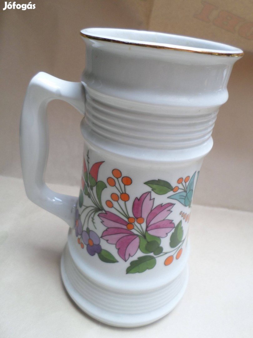 Kalocsai porcelán korsó váza 1 L-es Hungarikum