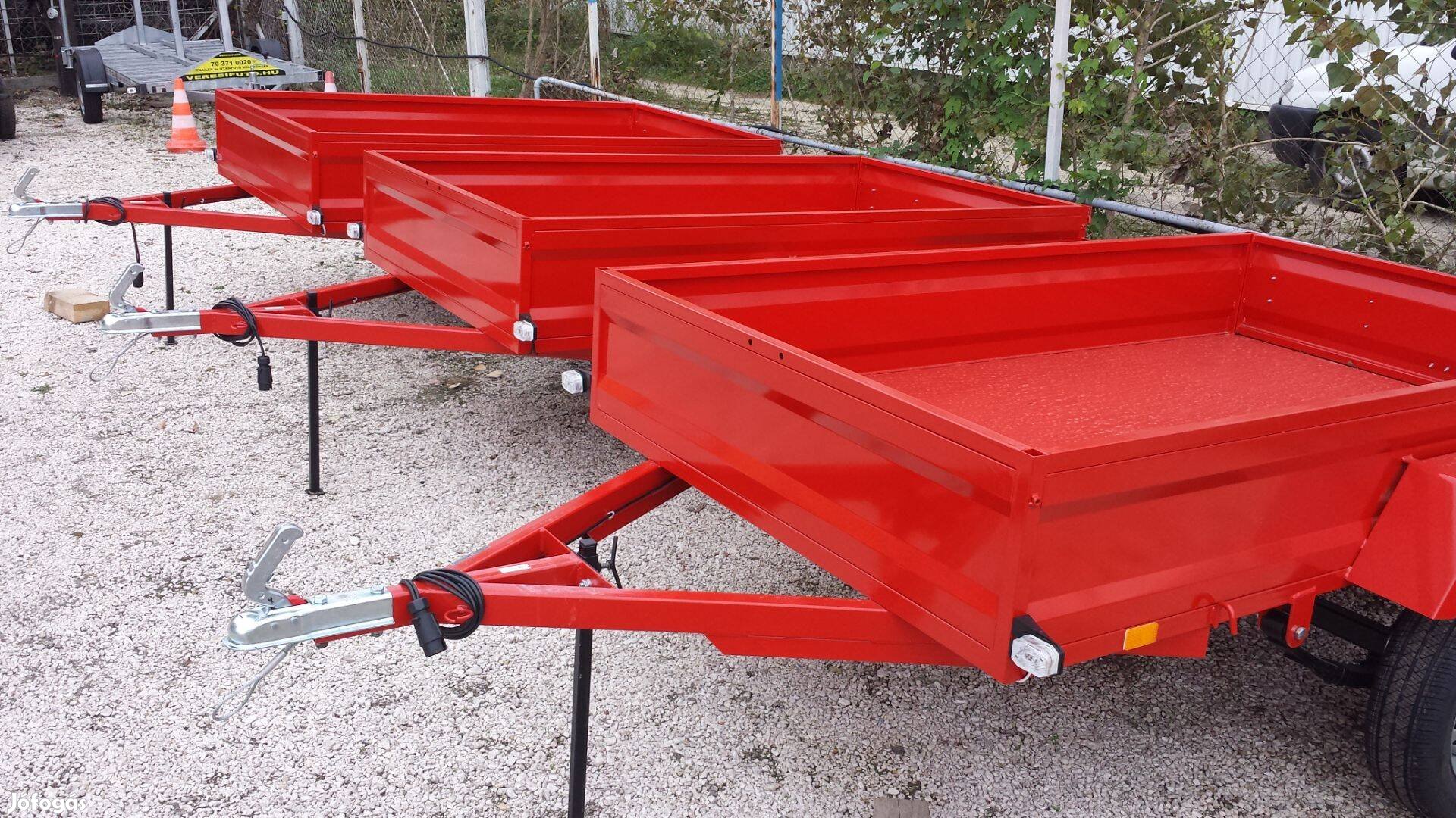 Kalydi Új 130x240 Festett Nyitott Utánfutó 750kg 4 év műszakival