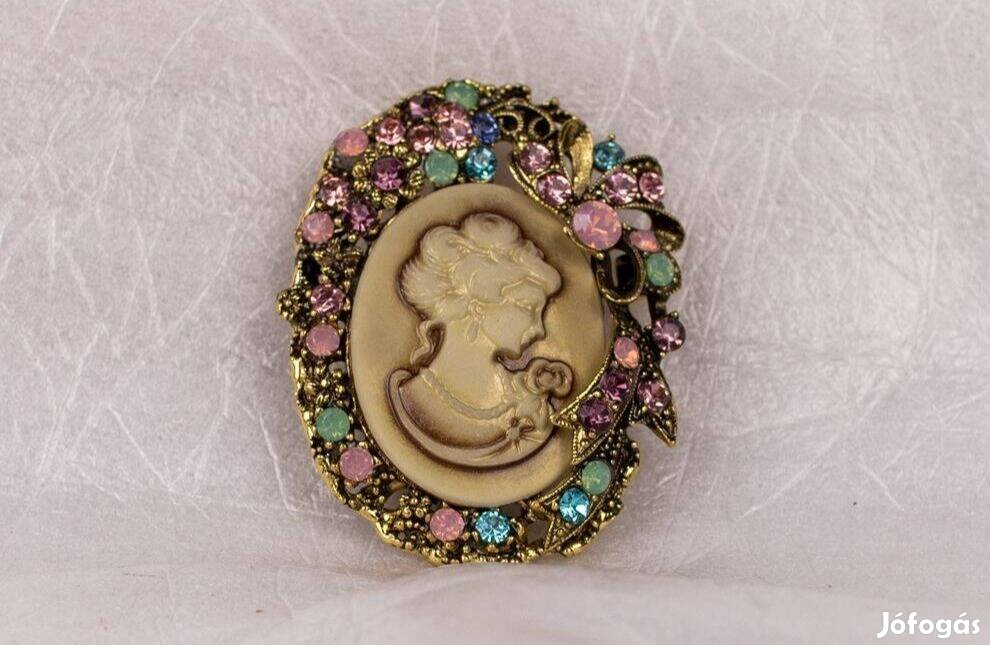 Kámea bross, kitűző, Vintage stílusú