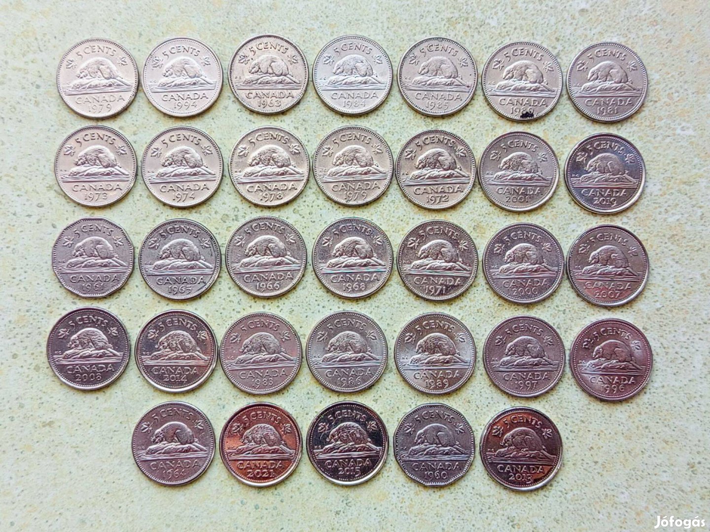Kanada 33 db Különböző Érme 5 Cents 1960-2021