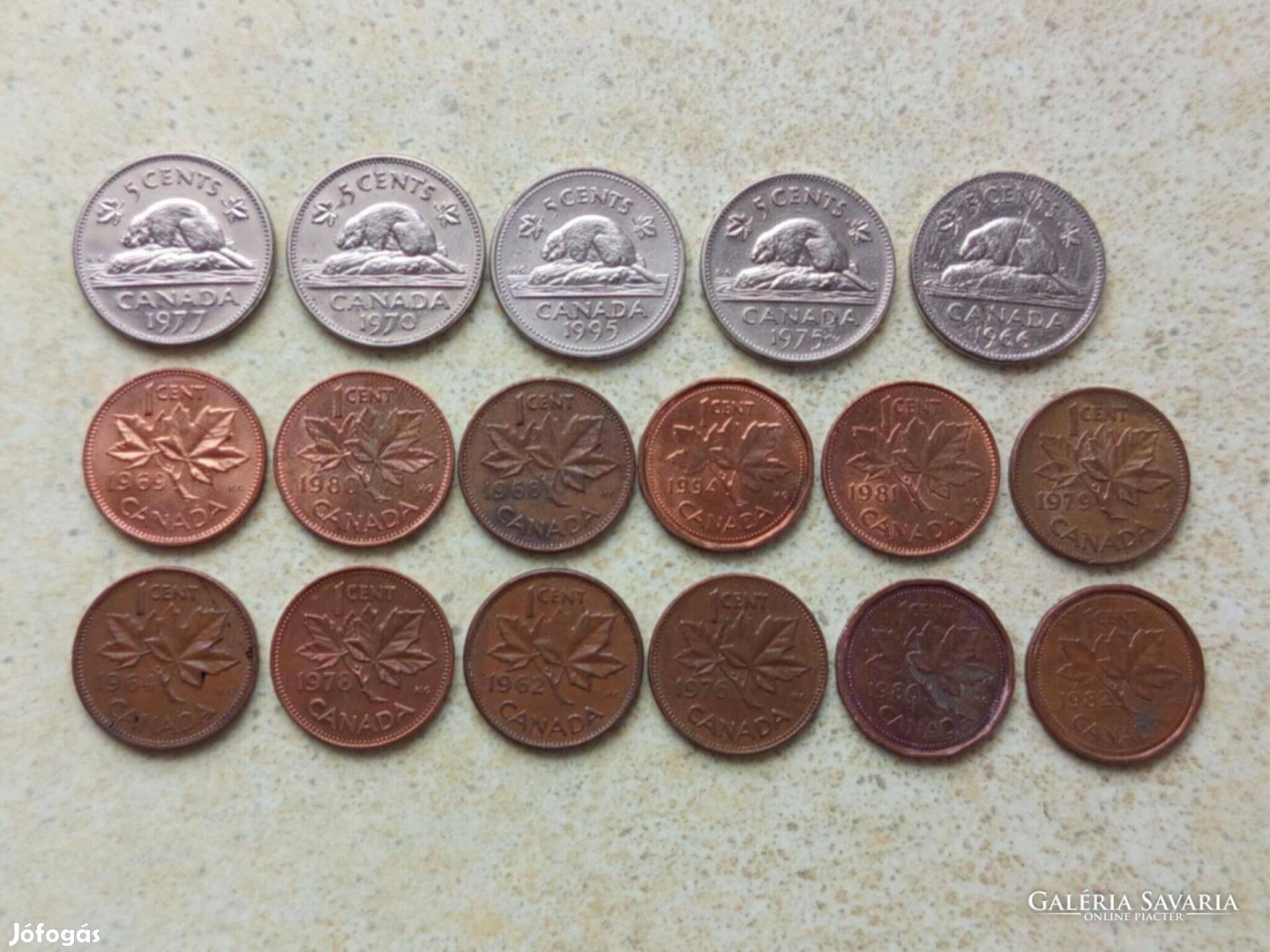 Kanada Canada 17 db Különböző Érme 1 és 5 Cents 1962-1995