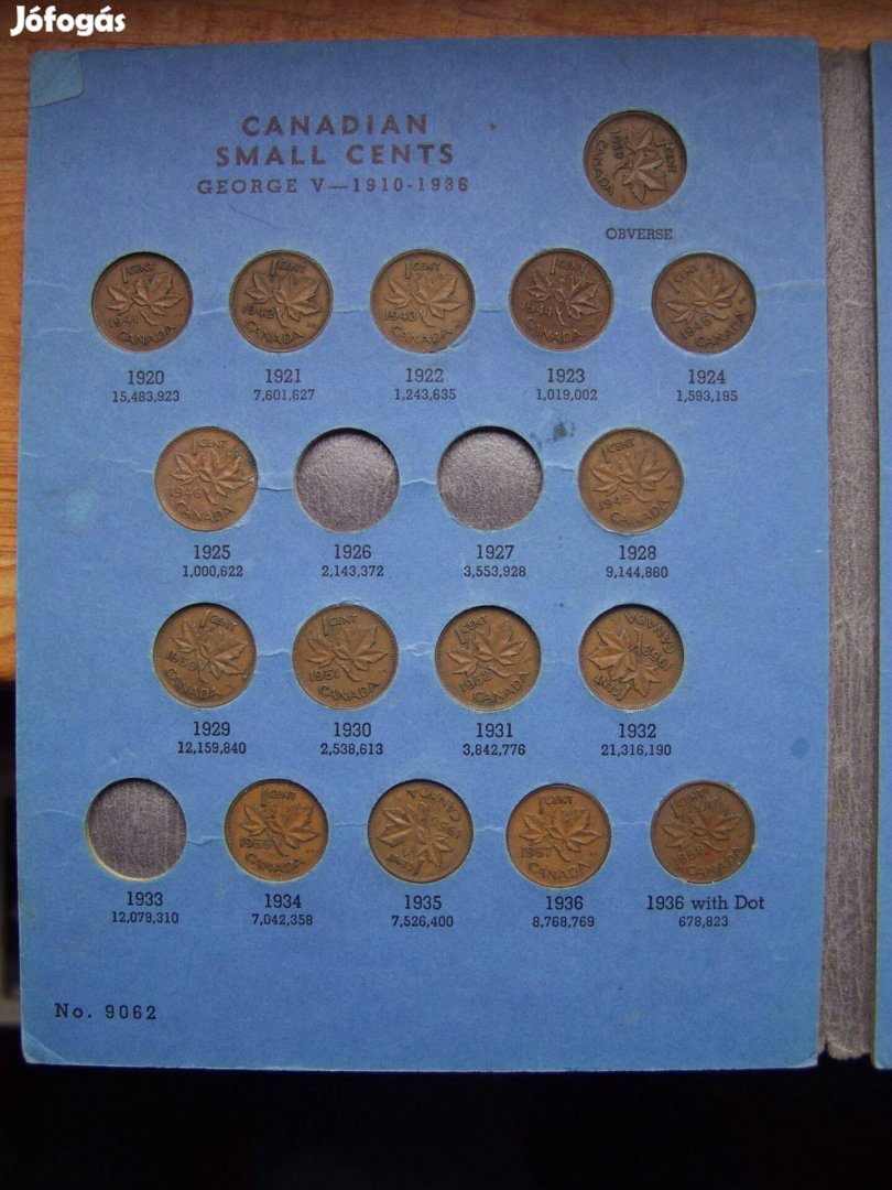 Kanadai 1 cent 1920-1952-ig 37 db-os