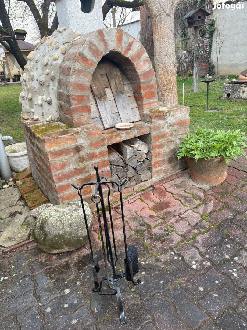 Kandalló, cserépkályha kovácsoltvas tisztító szett