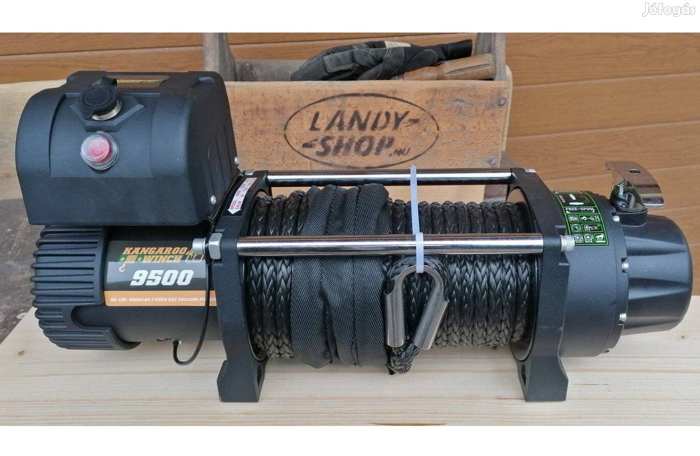 Kangaroowinch K9500SR 12V elektromos gyors csörlő szintetikus kötéllel