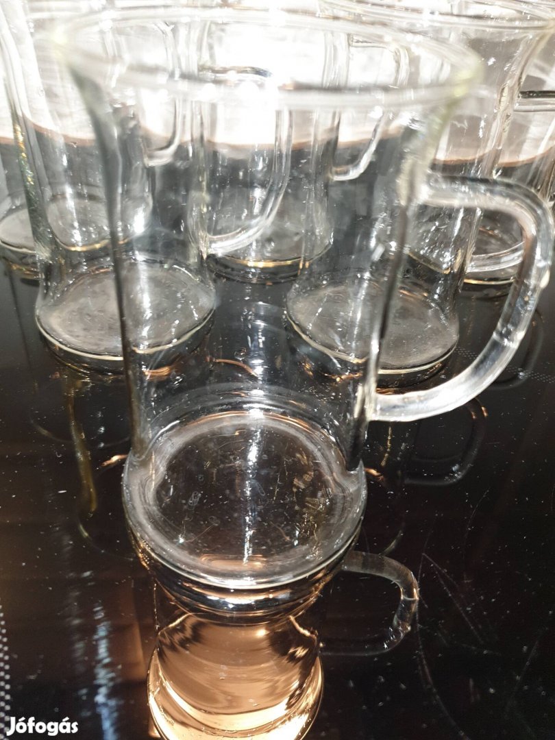 Kapuchinos teás füles üveg poharak