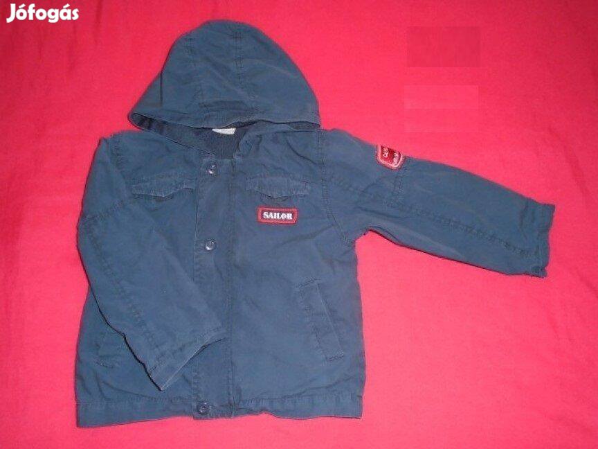 Kapucnis kék színű tavaszi átmeneti dzseki 12-18 hó méret 86