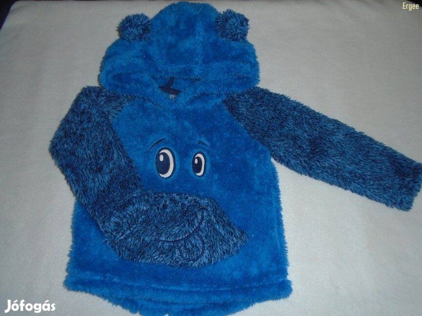 Kapucnis puha és kék színű pulóver 12-18 hó (méret 80 / 86)