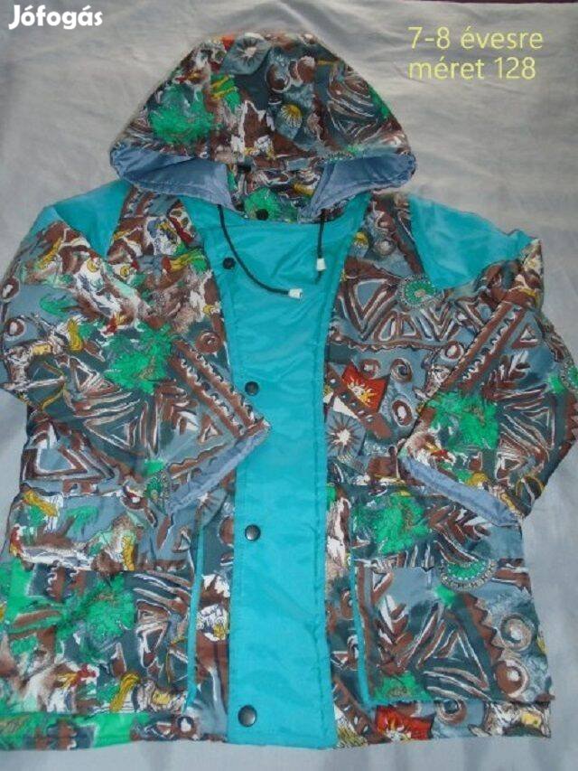 Kapucnis színes kabát dzseki 7-8 évesre (méret 128)
