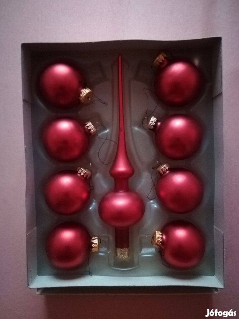 Karácsonyfa dísz,szettben,gömbök és csúcs,hibátlan,olcsón!64