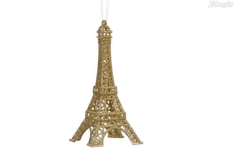 Karácsonyfadísz Eiffel-torony arany csillogással 6.7x15cm