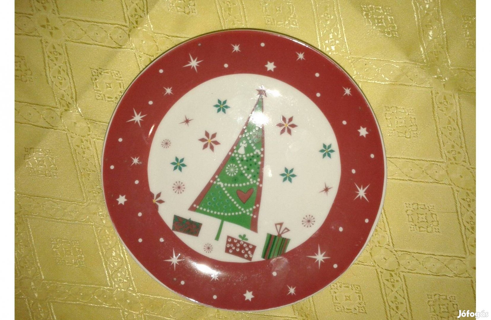 Karácsonyfás porcelán tányér
