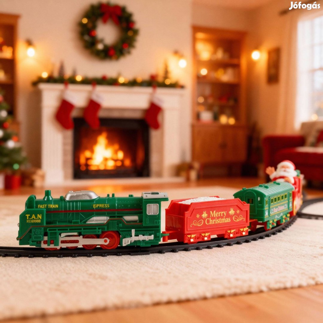 Karácsonyi 19 részes kisvasút - világít - elemes - 3 féle
