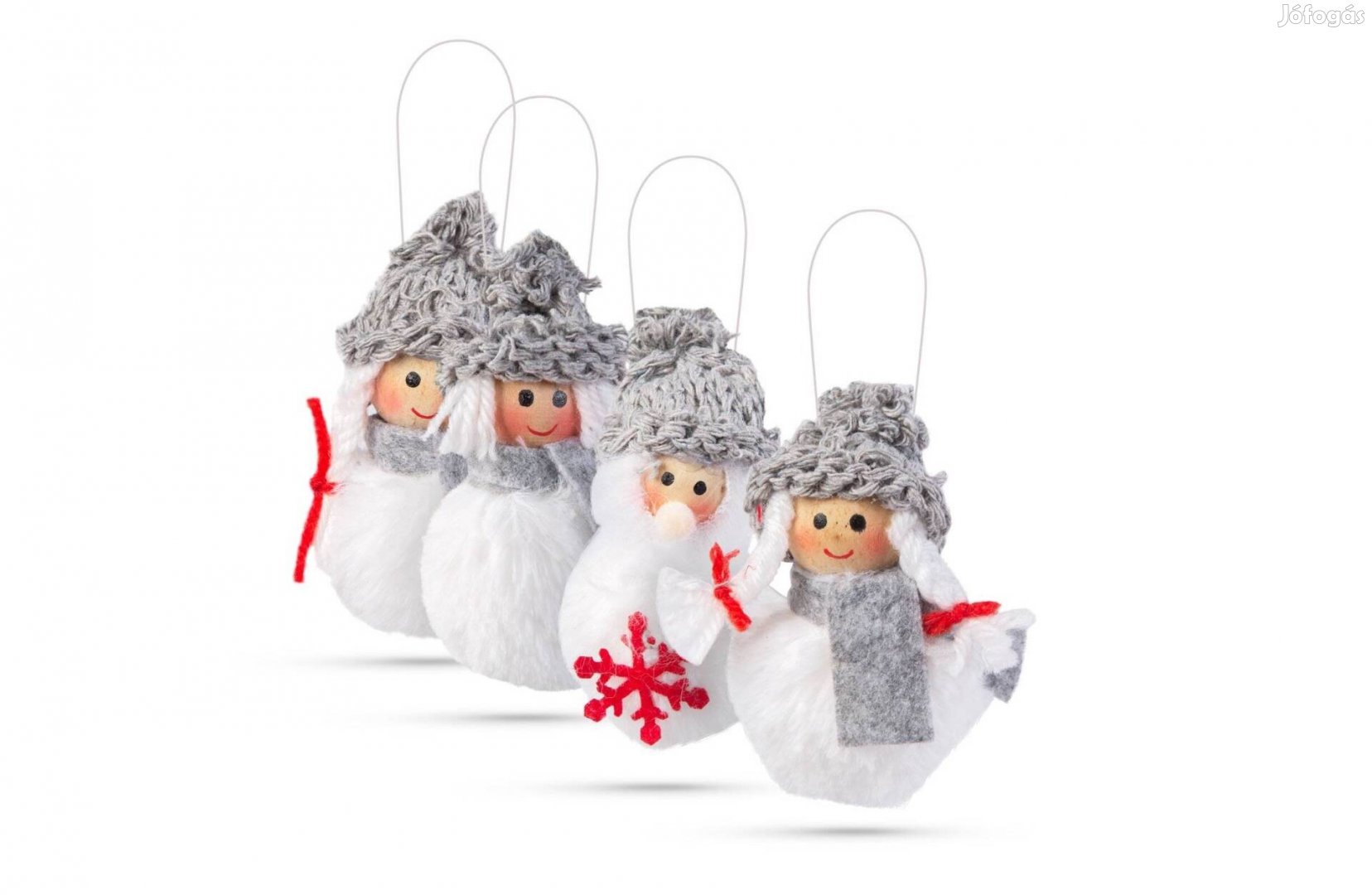 Karácsonyi 4 darab manó 10 cm karácsonyfa dekor - akasztható