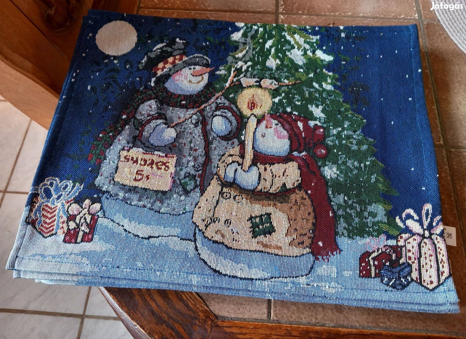 Karácsonyi Hóemberes tányéralátét 100% pamut 44 x 34 cm - Új