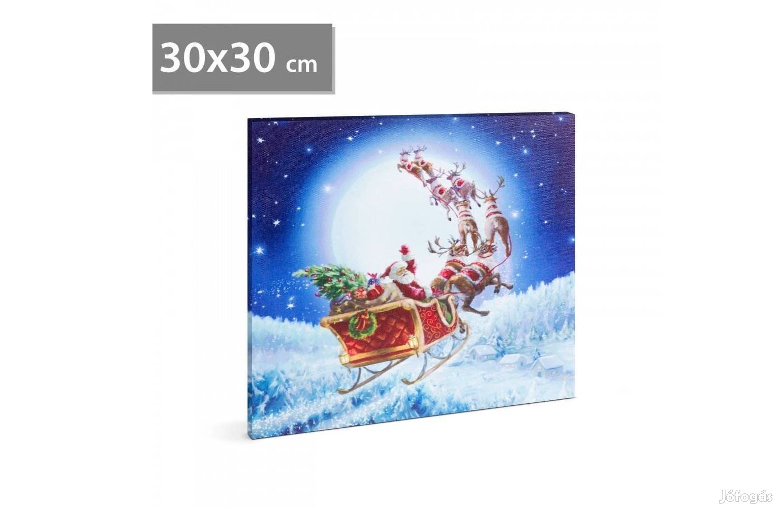 Karácsonyi LED-es hangulat kép - fali akasztóval, 2 x AA, 30 x 30 cm