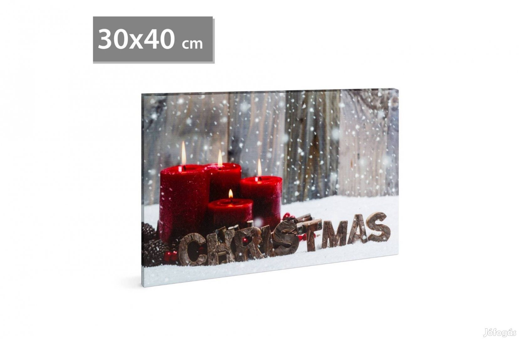 Karácsonyi LED-es hangulat kép - fali akasztóval, 2 x AA, 30 x 40 cm