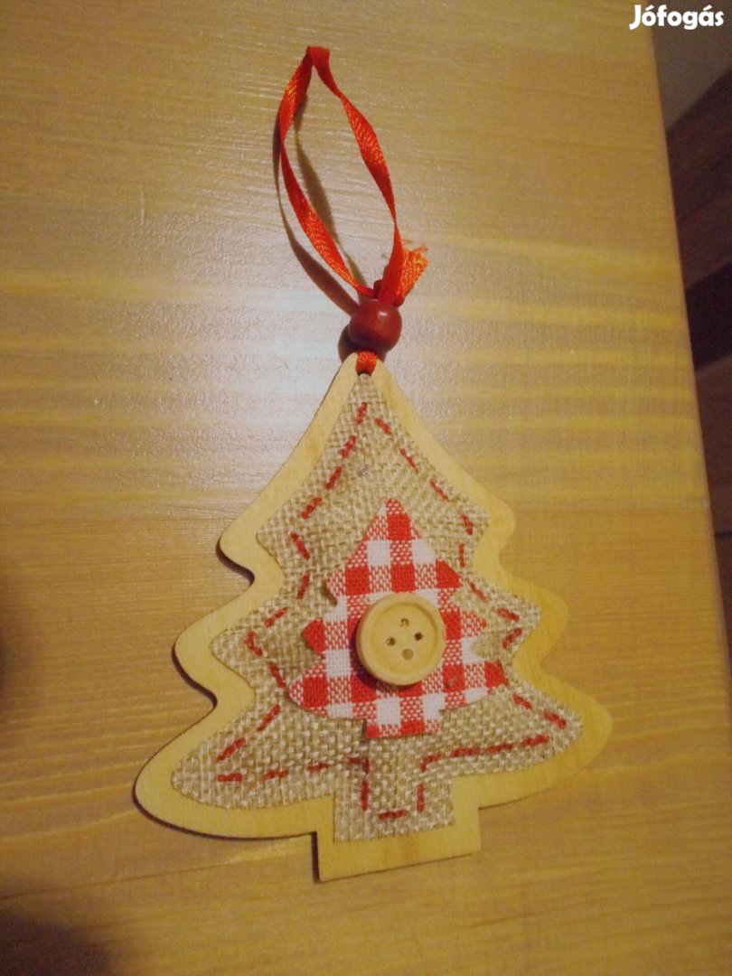 Karácsonyi díszek 3 db (arany szálak, pici szarvas koszorú, fenyő dísz