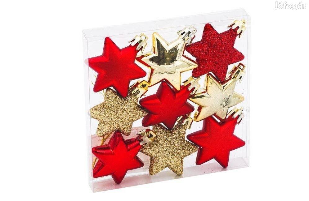 Karácsonyi díszek Csillagok Red Gold Glitter 5 cm - 9 db