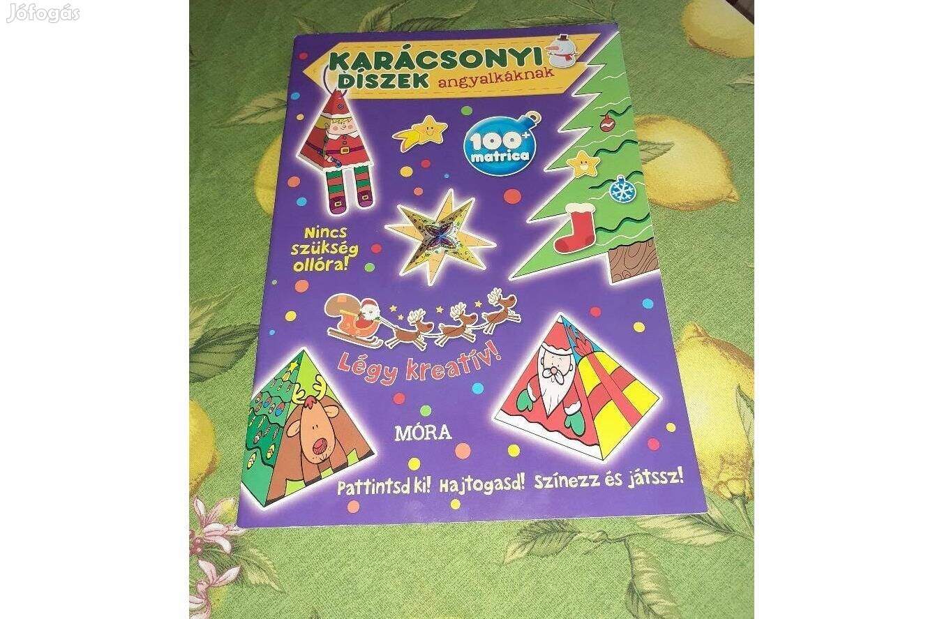 Karácsonyi díszek angyalkáknak matricás foglalkoztatókönyv, új