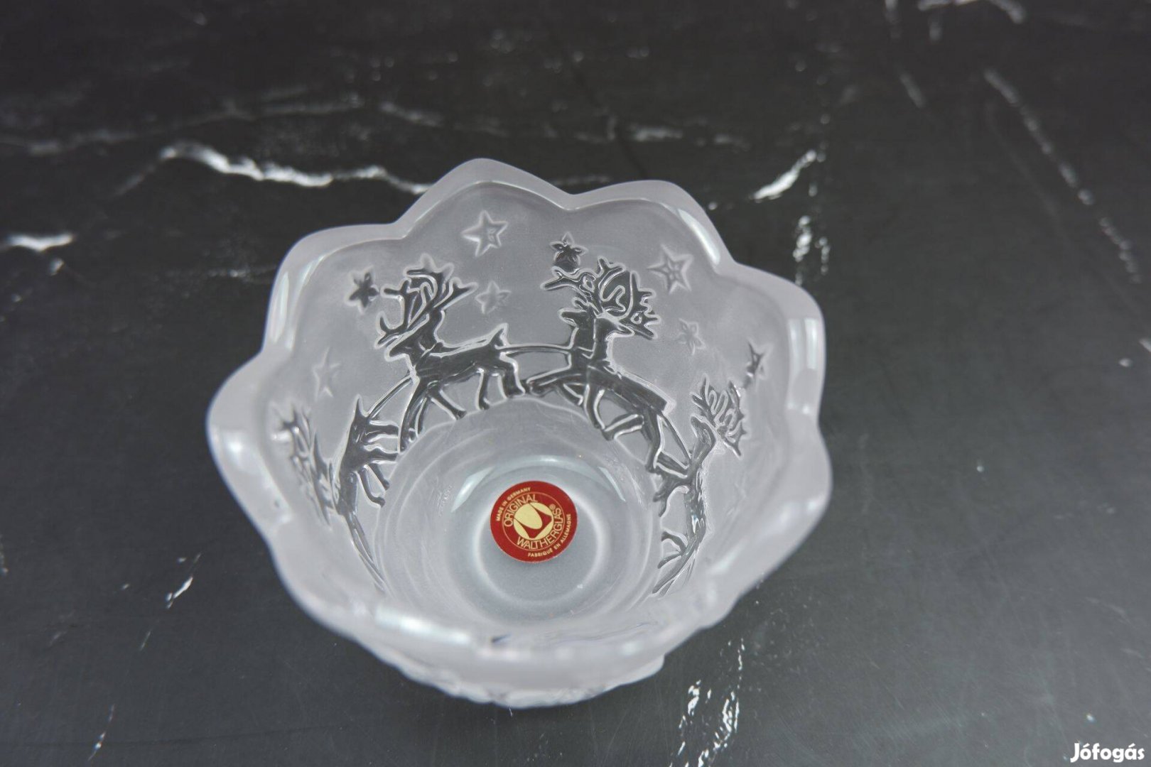 Karácsonyi mintás üveg dísztál és mécsestartó Walther Glas