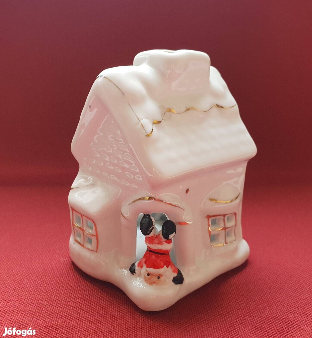 Karácsonyi porcelán kerámia mécsestartó házikó ház mécses falu kellék